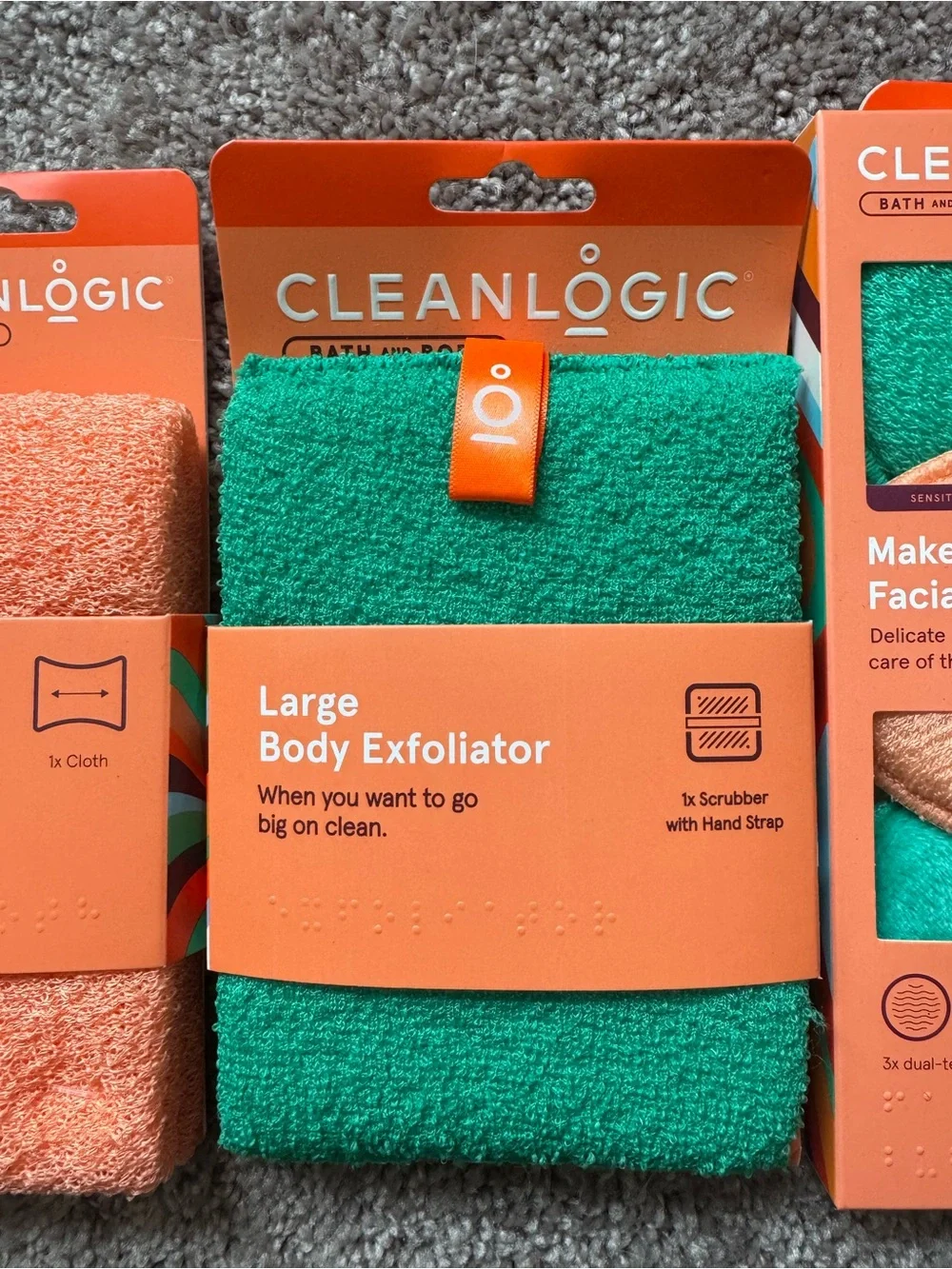 Cleanlogic Bath & Body Exfoliating Spa Bundle Stretch Cloth Facial Buffers